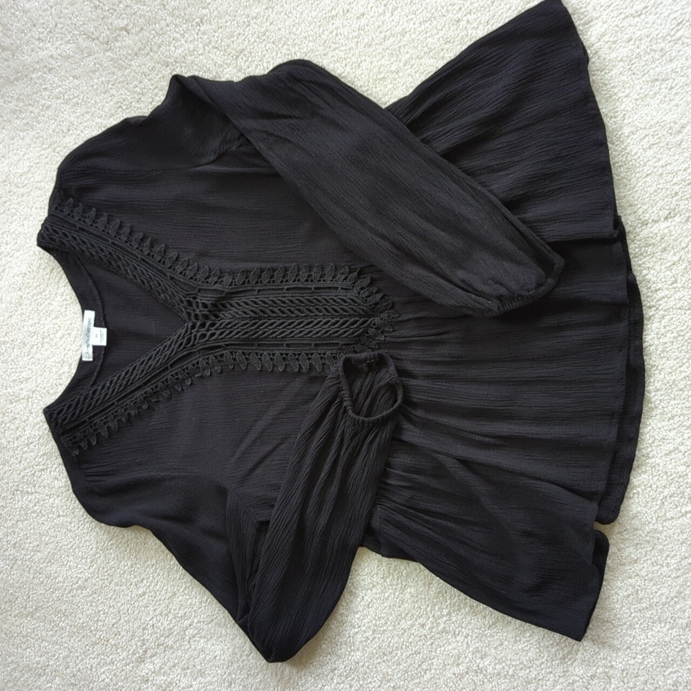 Black Boho Style with Lace Detail, Size S/M